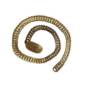 Faux Gold Lame’ 23” Braided Woven Wire Adjustable Belt Vintage Fashion Skinny